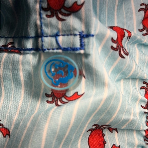 Mens Mr. Swim Crab Print Swim Shorts Turquoise Red Drawstring Pockets XL - Picture 3 of 11